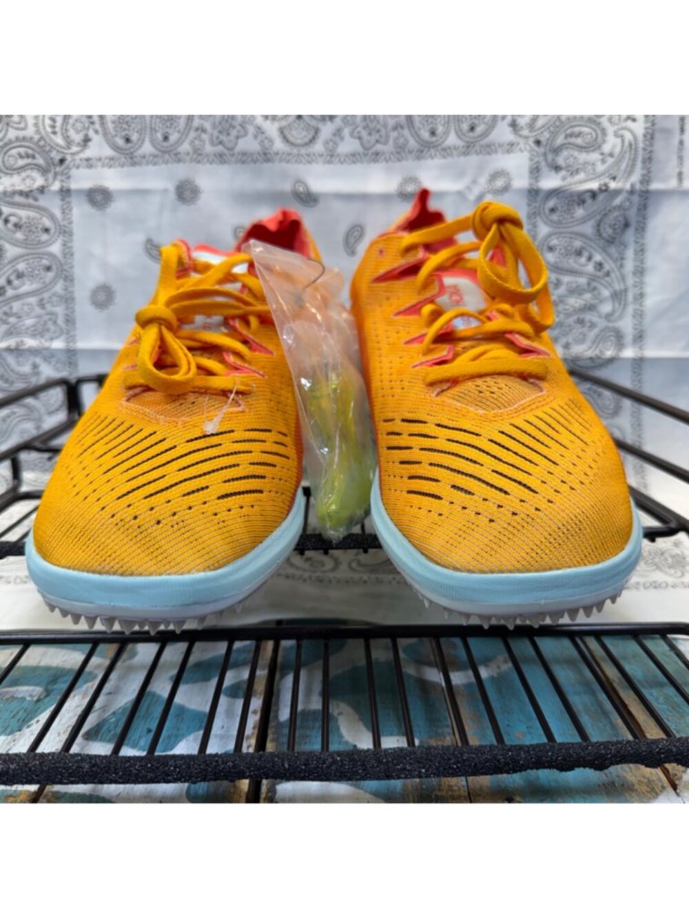 HOKA CIELO X LD Sz Mens 9.5/W11.5 Track & Field Cleat Radiant Orange Wspikes/Key - Picture 8 of 10